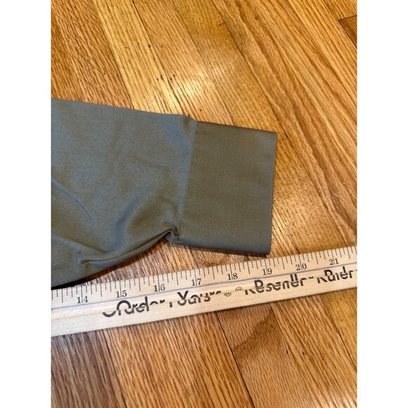 Geoffrey Beene Mens Sateen Olive Green Long Sleeve Button-Down M 15 1/2 32/33 - Picture 4 of 7